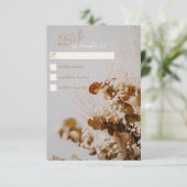 Moderne Boho Rustic Driving Floral Wedding RSVP Ca Karte (Stehend Vorderseite)