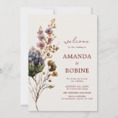 Moderne Boho Rustic Floral Wedding Einladung (Vorderseite)