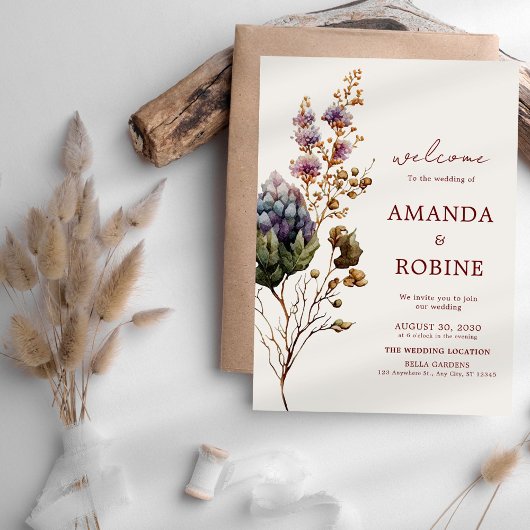 Moderne Boho Rustic Floral Wedding Einladung