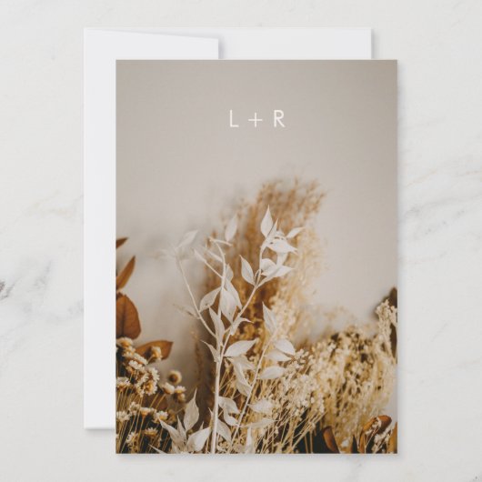 Moderne Boho Rustikal getrocknete Blume Einladung (Rückseite)