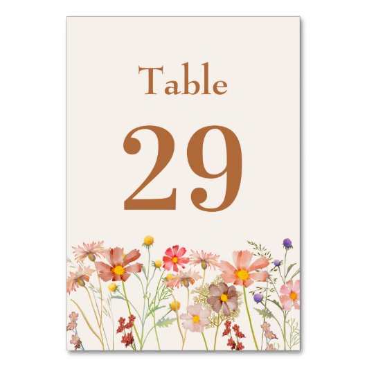 Moderne Boho Rustikale Hochzeit im Herbst Tischnummer (Vorderseite)
