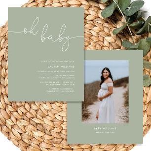 Moderne Boho Sage Green Foto Kinderdusche einladen