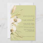 Moderne boho sage grüne Pampas Gras orchid Hochzei Einladung (Vorderseite)