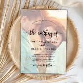 Moderne Boho Script-Foto-Overlay-Hochzeit Einladung