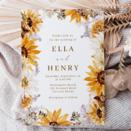 Moderne Boho Sonnenblumenhochzeit Einladung