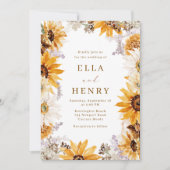 Moderne Boho Sonnenblumenhochzeit Einladung (Vorderseite)