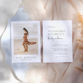 Moderne Boho Style Einfache Elegante Foto Babydusc Einladung