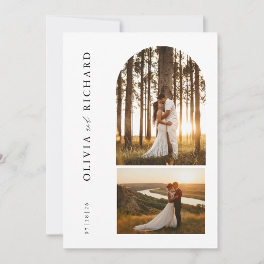 Moderne Boho Style Rustikale 2-Foto Hochzeit Einladung (Vorderseite)