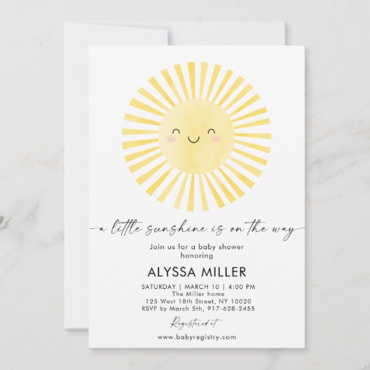 Moderne Boho Sunshine Baby Dusche Einladung (Vorderseite)