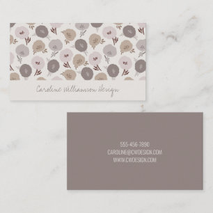 Moderne Boho Taupe Blush Gray Botanische Blume Visitenkarte