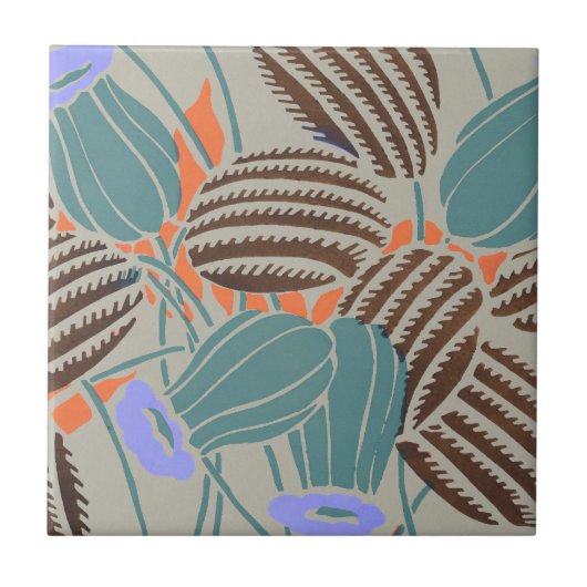 Moderne Boho Teal- und Lavendel-Blumendekoration Fliese (Vorderseite)