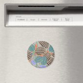 Moderne Boho Teal- und Lavendel-Blumendekoration Magnet (In Situ (Geschirrspüler))