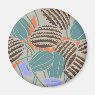 Moderne Boho Teal- und Lavendel-Blumendekoration Magnet
