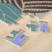 Moderne Boho Teal- und Lavendel-Blumendekoration Puzzle (Seite)
