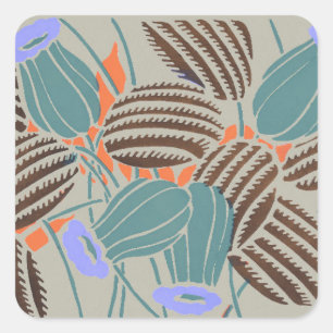 Moderne Boho Teal- und Lavendel-Blumendekoration Quadratischer Aufkleber