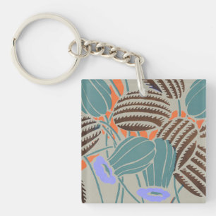 Moderne Boho Teal- und Lavendel-Blumendekoration Schlüsselanhänger