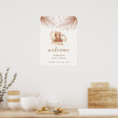 Moderne Boho Teddy Bear Baby Dusche Willkommen Poster (Küche)