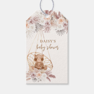 Moderne Boho Teddy Bear Pampas Baby Dusche Geschenkanhänger