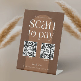 Moderne Boho Terracotta-Scan für 2 QR-Codes Sockelschild