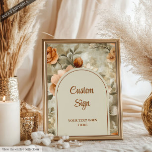 Moderne Boho-Terrakotta-Beige-Oliv-Floral-Anpassun Poster