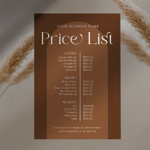 Moderne Boho-Terrakotta-Haarnägel-Salon-Preisliste Poster