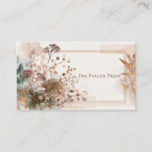 Moderne Boho Trockenblumen Gold Glitter Rahmen Visitenkarte