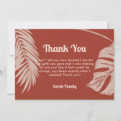 Moderne Boho Tropical Beach Blätter Babydusche Dankeskarte (Vorderseite)