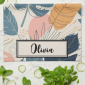 Moderne Boho Tropical Blätter Abstrakt Geschirrtuch (Gefaltet)