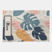 Moderne Boho Tropical Blätter Abstrakt Geschirrtuch (Horizontal)