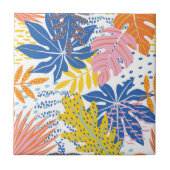 Moderne Boho Tropical Jungle Palm Blätter Fliese (Vorderseite)