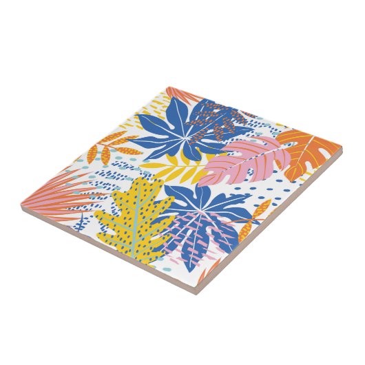 Moderne Boho Tropical Jungle Palm Blätter Fliese (Seite)