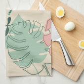 Moderne Boho Tropical Monstera Pflanzen Küchentüch Geschirrtuch (Viertel Falte)