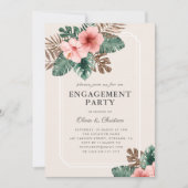 Moderne boho tropische florale Engagement Party Einladung (Vorderseite)