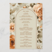 Moderne Boho verbrannte Orange Beige Salbei Hochze Programm (Rückseite)