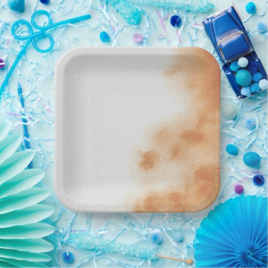 Moderne Boho Wasserfarbe Gefärbte Krawatte Braun B Pappteller (Party)