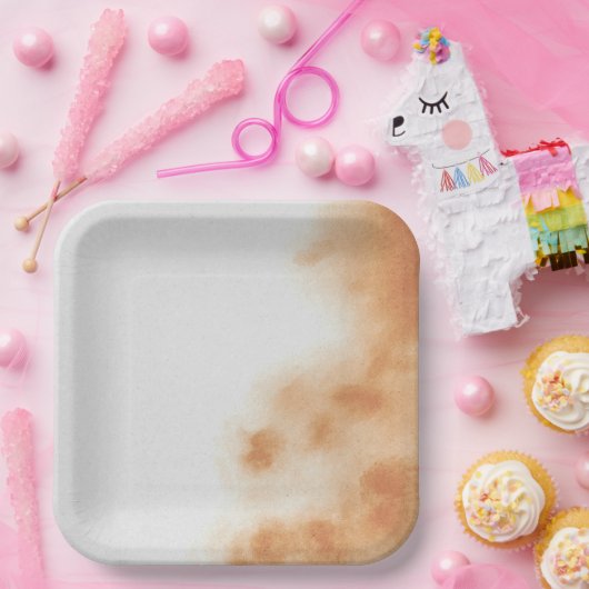 Moderne Boho Wasserfarbe Gefärbte Krawatte Braun B Pappteller (Party)