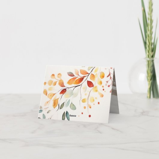 Moderne Boho Wasserfarbe Herbst Blätter Hochzeit Dankeskarte (Rückseite)