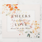Moderne Boho Wasserfarbe Herbst Blätter Hochzeit Schaumweinetikett (Einzelnes Label)