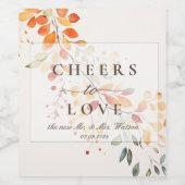 Moderne Boho Wasserfarbe Herbst Blätter Hochzeit Weinetikett (Einzelnes Label)