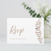 Moderne Boho-Wasserfarben-Blätter QR-Code Hochzeit Dankeskarte (Stehend Vorderseite)
