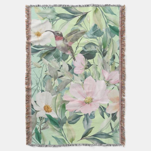 Moderne Boho Wasserfarben-Wildblume Decke (Vorderseite Vertikal)