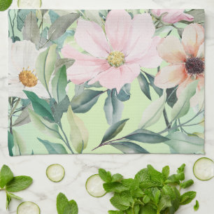 Moderne Boho Wasserfarben-Wildblume Geschirrtuch