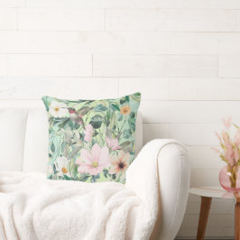 Moderne Boho Wasserfarben-Wildblume Kissen