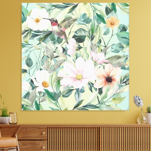 Moderne Boho Wasserfarben-Wildblume Leinwanddruck (Insitu (Wohnzimmer))