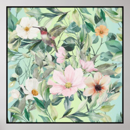 Moderne Boho Wasserfarben-Wildblume Poster