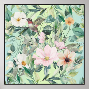 Moderne Boho Wasserfarben-Wildblume Poster