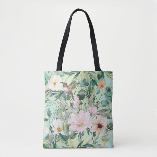 Moderne Boho Wasserfarben-Wildblume Tasche (Vorderseite)
