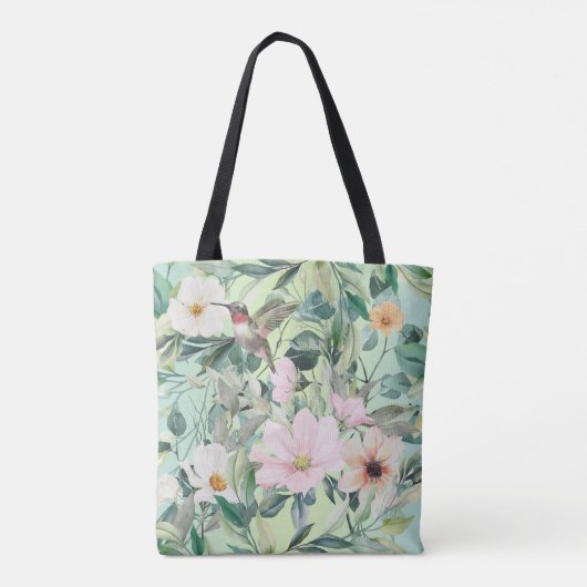 Moderne Boho Wasserfarben-Wildblume Tasche (Rückseite)