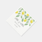 Moderne Boho Watercolor Lemon Summer Wedding Serviette (Ecke)