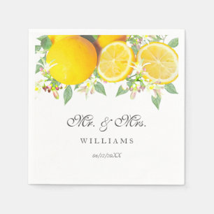 Moderne Boho Watercolor Lemon Summer Wedding Serviette